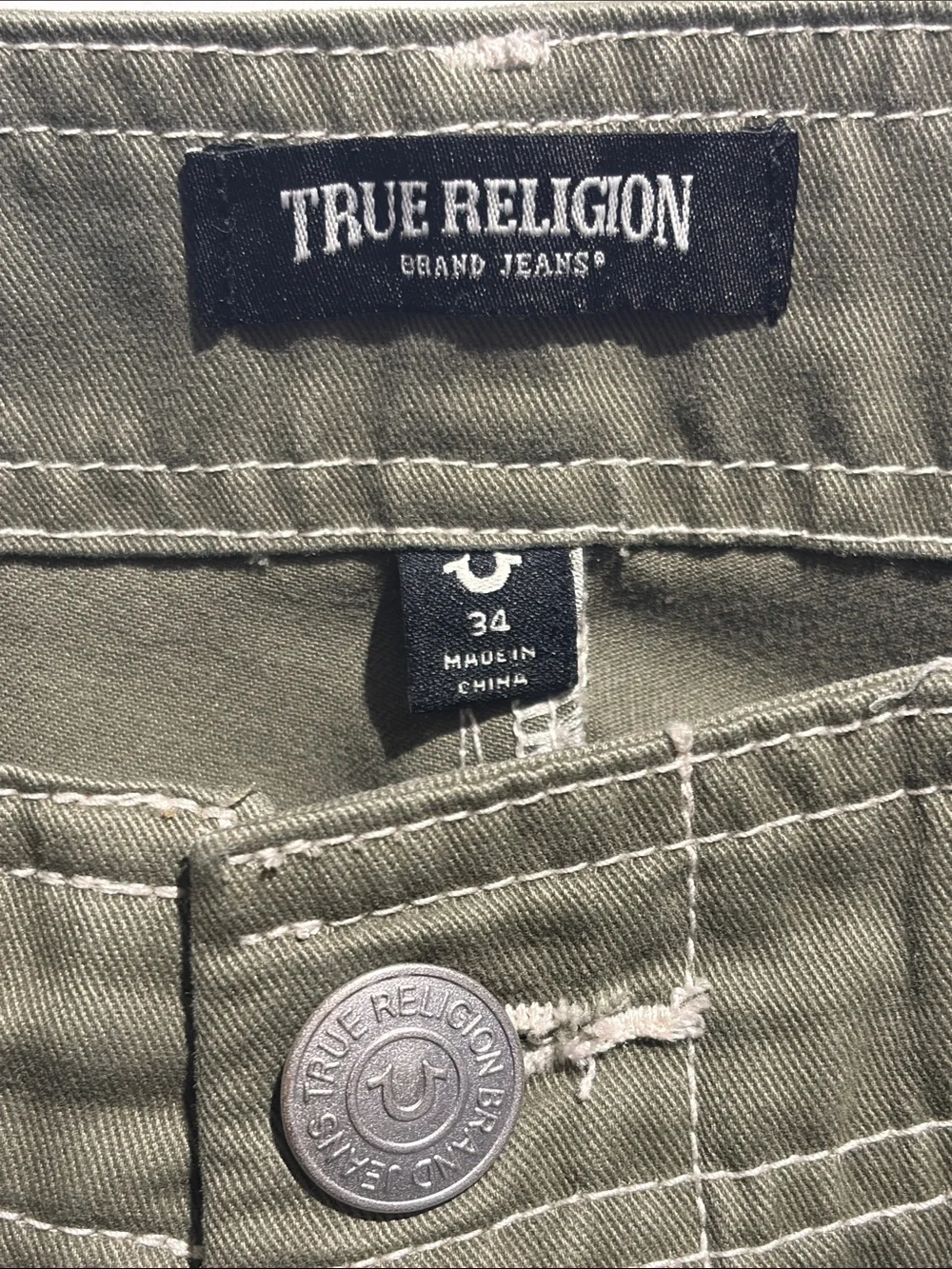 TRUE RELIGION- MEN’S Olive Green Utility Cargo Pants
